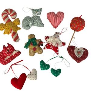 10 Christmas & Window Ornaments Santa Hearts Gingerbread Cats Lollipop READ